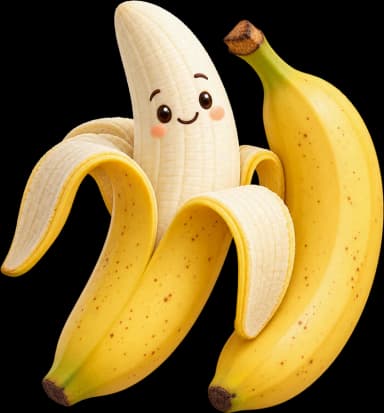 Deux bananes, dont une à moitié épluchée qui sourit